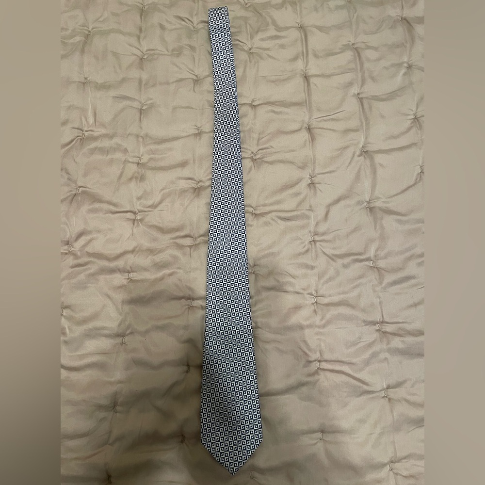 Stylish Blue and White Patterned Tie